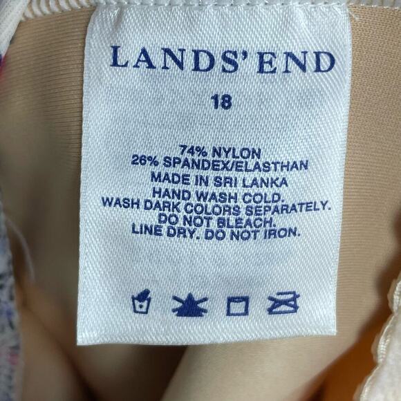 Lands End Paisley Floral Blue Pink Sz Plus‎ 18 Modest Women's One-Piece Swimsuit - Picture 2 of 6